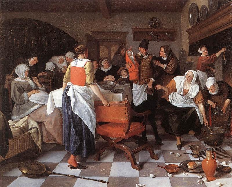 Jan Steen Celebrating the Birth china oil painting image